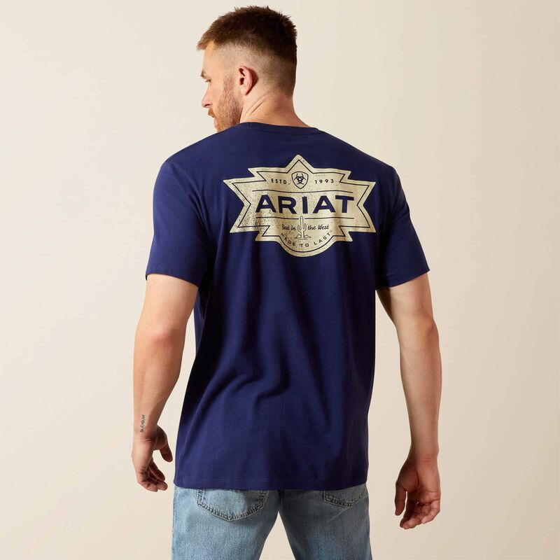 Men's Ariat Mesa Motif Lockup T-Shirt-Medieval Blue