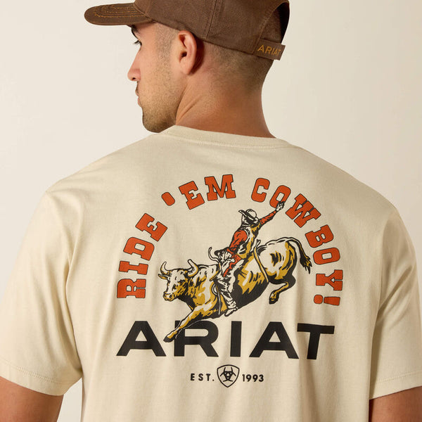 Men's Ariat Ride Em Cowboy Classic Fit T-Shirt-Natural