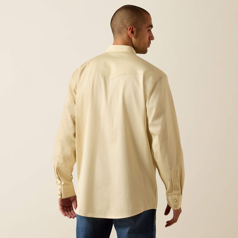 Men's Ariat Lightweight Twill Classic Fit Snap Shirt-Creme Brulee