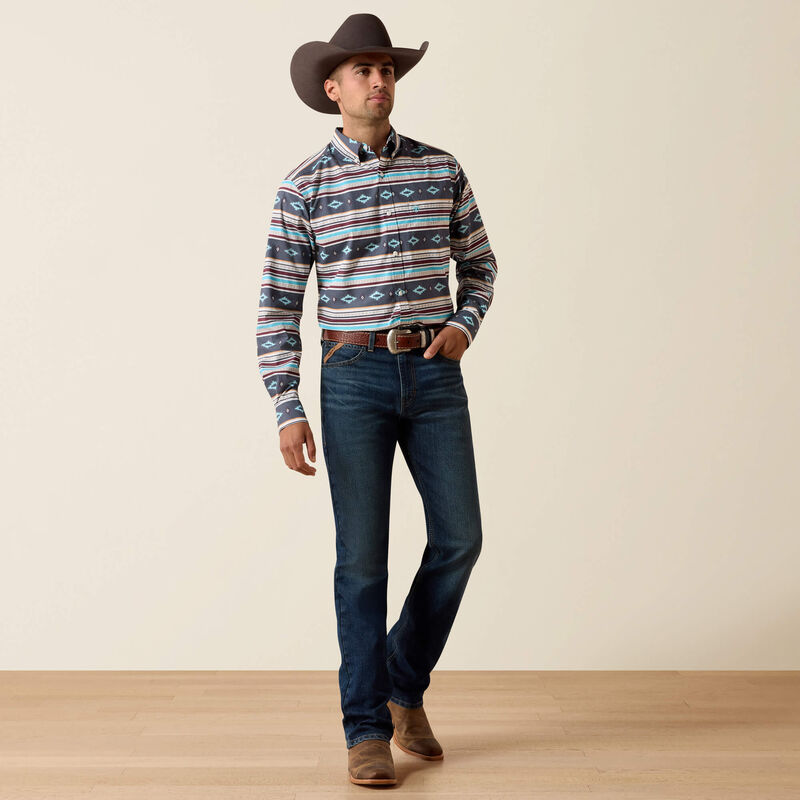 Men's Ariat Pluto Fitted Classic Fit Shirt-Maui Blue Stripe - CWesternwear