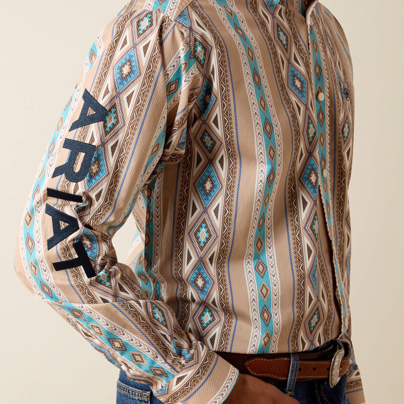 Men's Ariat Team Westlee Classic Fit Shirt-South West Khaki Print - CWesternwear