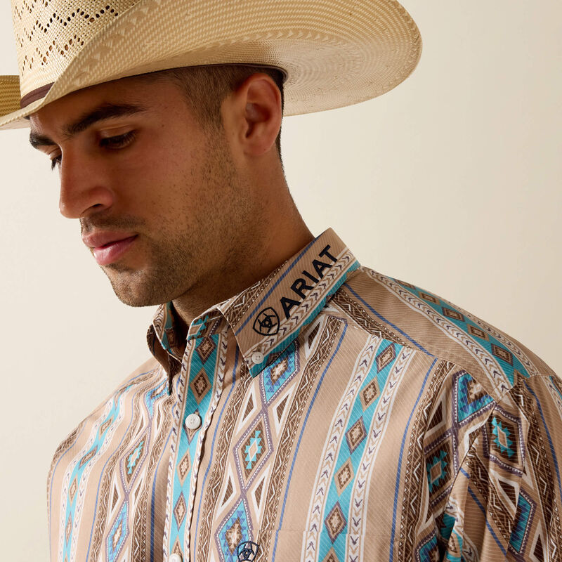 Men's Ariat Team Westlee Classic Fit Shirt-South West Khaki Print - CWesternwear