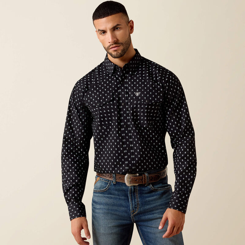 Men's Ariat Truth Fitted Snap Shirt-Black Paisley Print