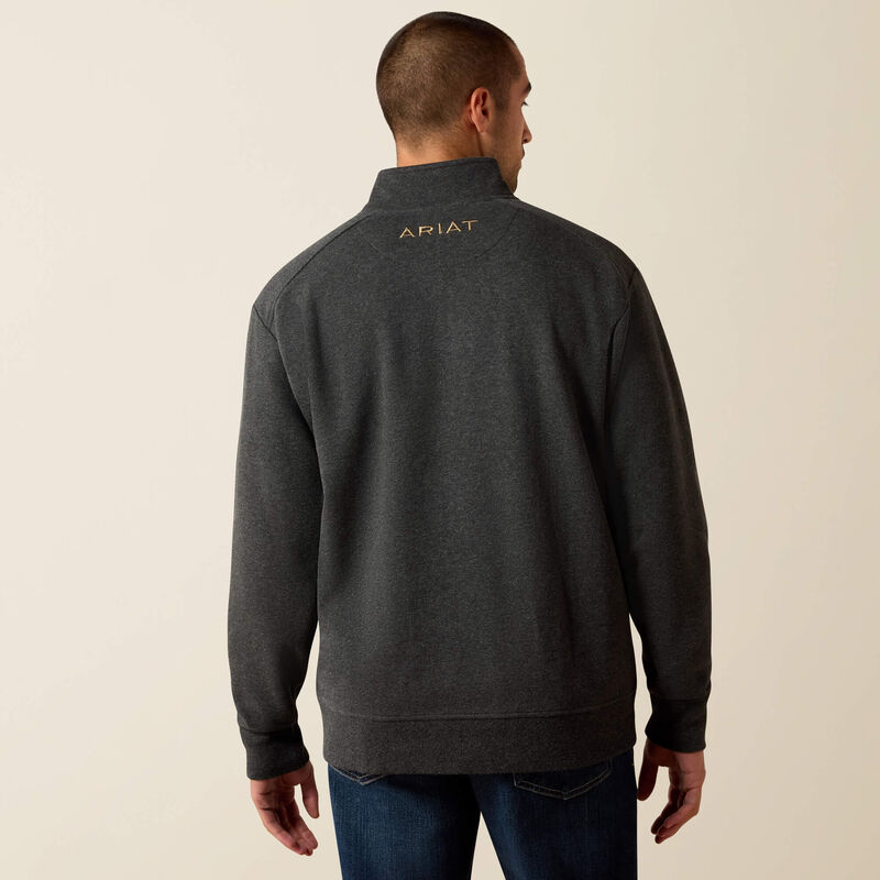 Ariat Men's Logo PBR 1/4 Zip Sweatshirt-Charcoal