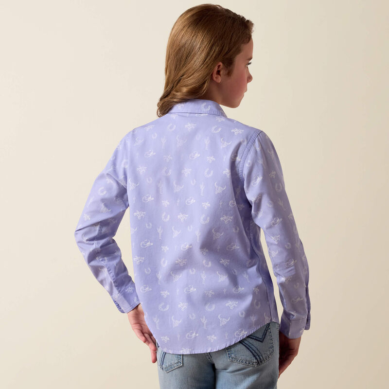 Ariat Girl's Western Motifs Long Sleeve Shirt-Western Lavendar - CWesternwear