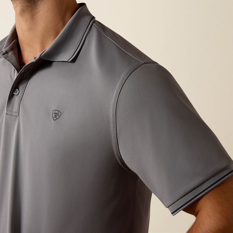 Men's Ariat Logo Fitted Polo-Sky Rocket