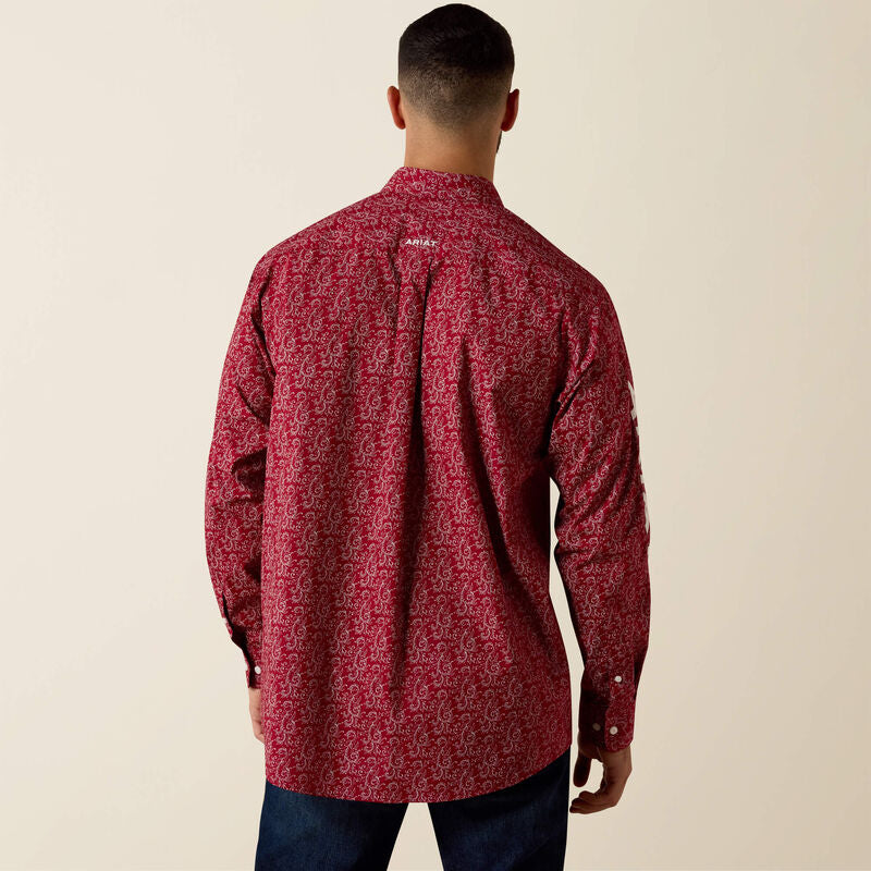 Men's Ariat Team Dylan Classic Fit Shirt-Red Scroll - CWesternwear
