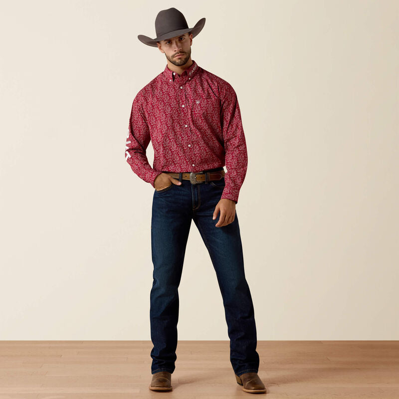 Men's Ariat Team Dylan Classic Fit Shirt-Red Scroll - CWesternwear