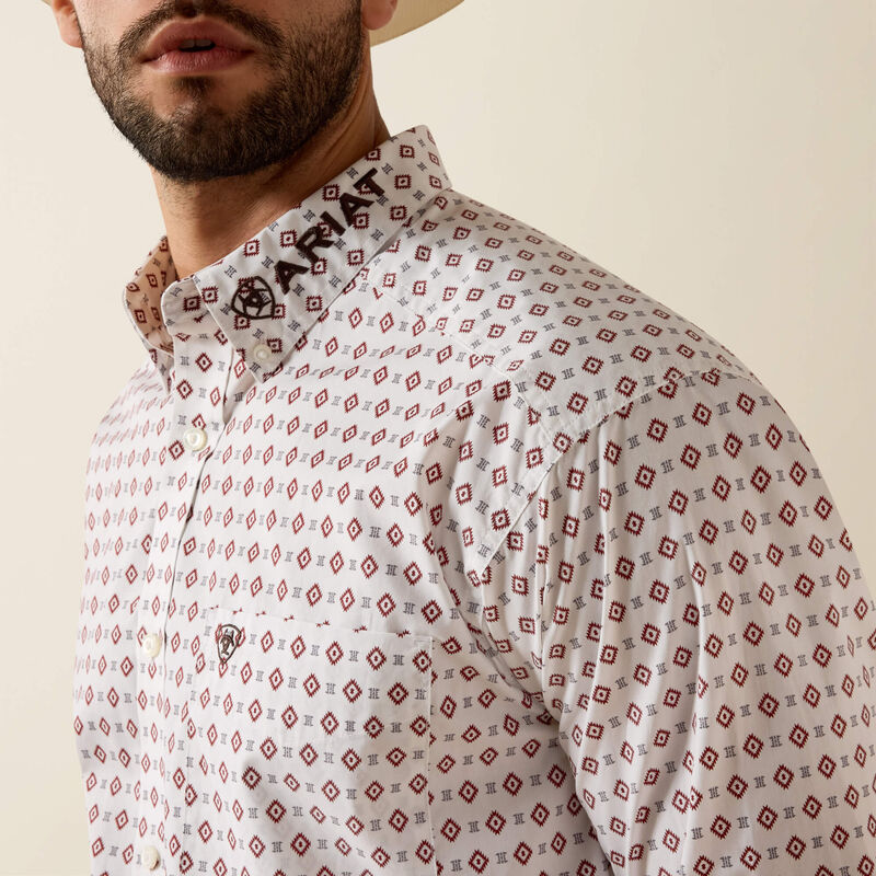 Men's Ariat Team Dallas Classic Fit Shirt-White Multi White Geo Print/Black