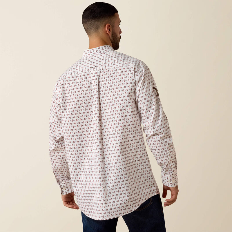 Men's Ariat Team Dallas Classic Fit Shirt-White Multi White Geo Print/Black