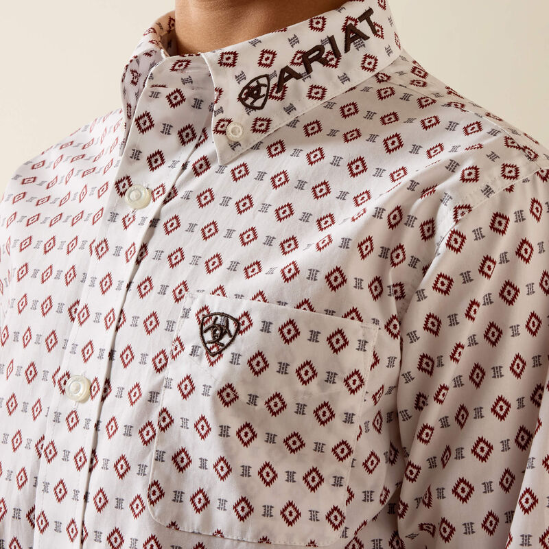 Boy's Ariat Team Dallas Long Sleeve-White Multi Print