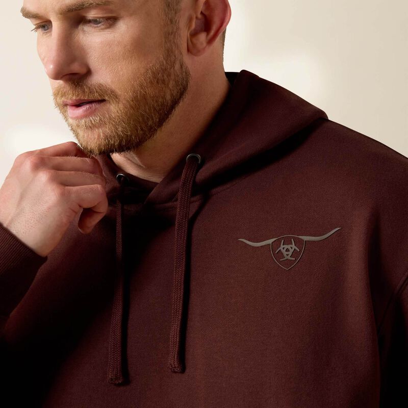 Ariat Men's Shield Steerhead Hoodie-Brown