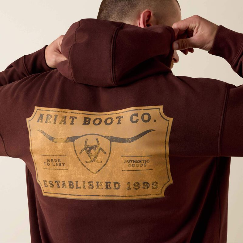 Ariat Men's Shield Steerhead Hoodie-Brown