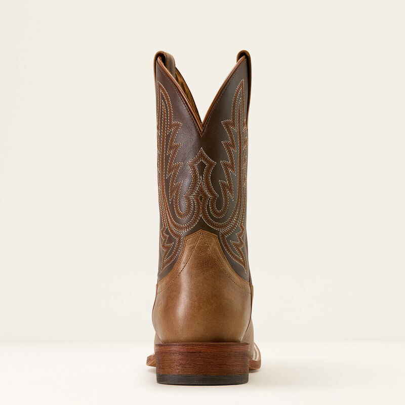 Men's Ariat County Roads Wide Square Toe Cowboy Boot-Wheat Tan/Santa Fe Brown - CWesternwear