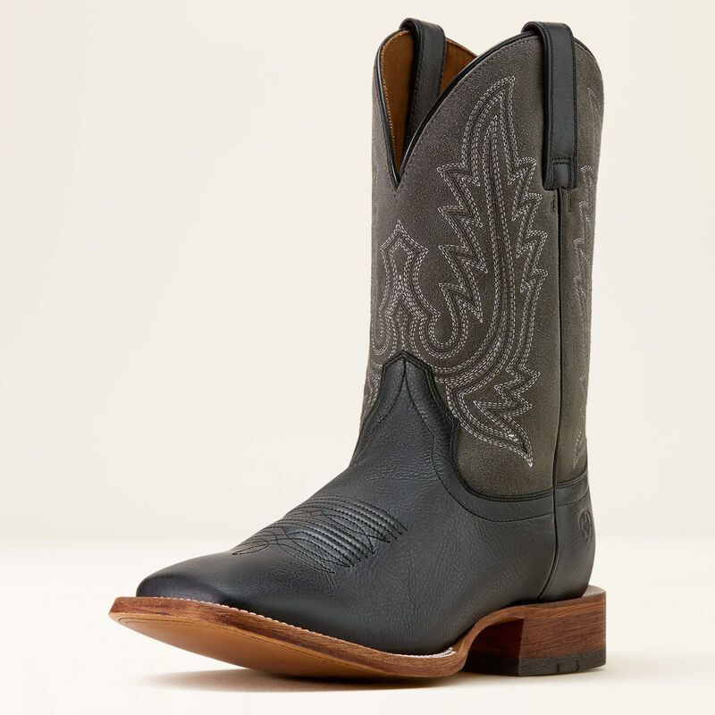 Men's Ariat County Roads Wide Square Toe Cowboy Boot-Nightshade Black/Gunmetal Grey Suede - CWesternwear