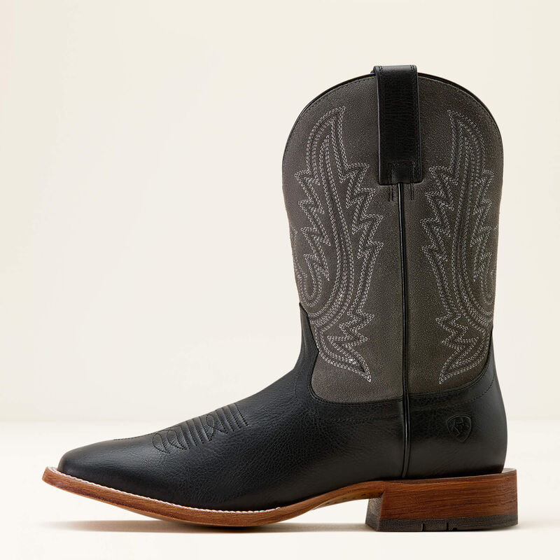 Men's Ariat County Roads Wide Square Toe Cowboy Boot-Nightshade Black/Gunmetal Grey Suede - CWesternwear
