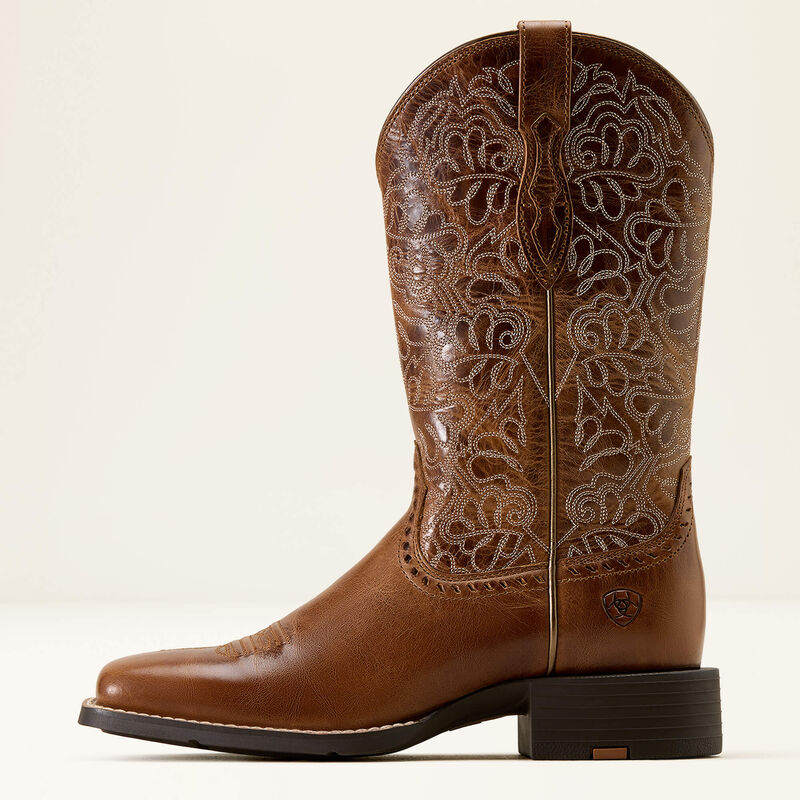 Ariat Women's Round Up Remuda Wide Square Toe Western Boot-Aged Tan - CWesternwear