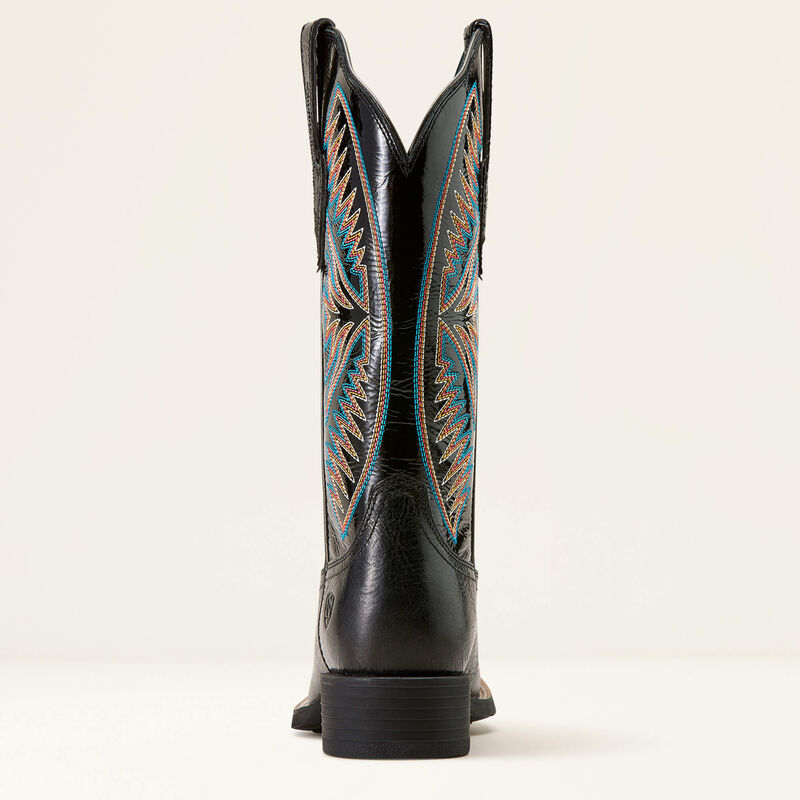 Ariat Women's Round Up Ruidoso Wide Square Toe Western Boot-Black - CWesternwear