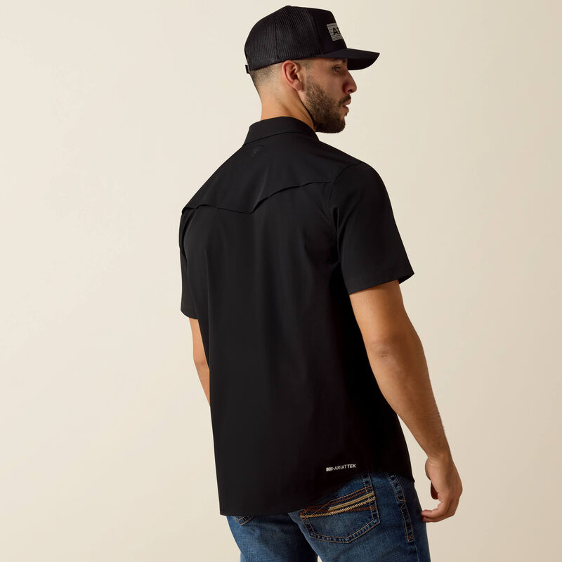 Men's Ariat Frontierflex VentTek Western Fitted Short Sleeve Shirt-Black