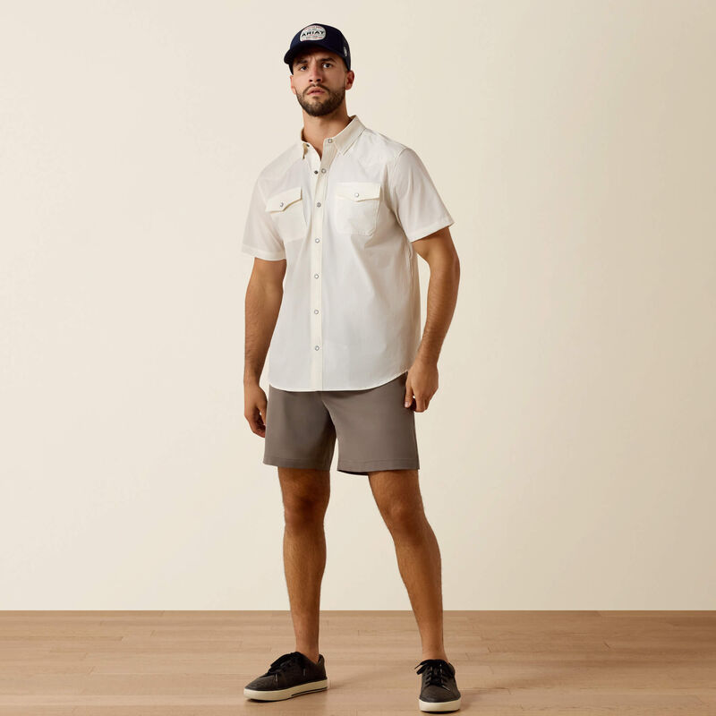 Men's Ariat Frontierflex VentTek Western Fitted Short Sleeve Shirt-White