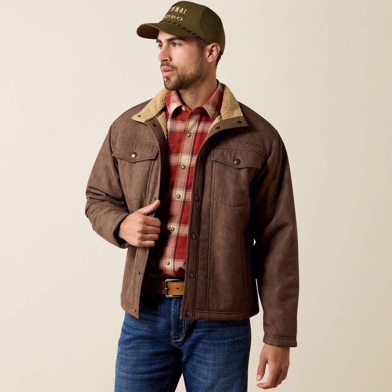 Ariat® Men's Vernon Sherpa 2.0 Jacket-Wren Faux Leather Print