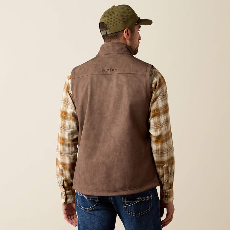 Ariat® Men's Vernon Softshell Vest-Wren Faux Leather Print
