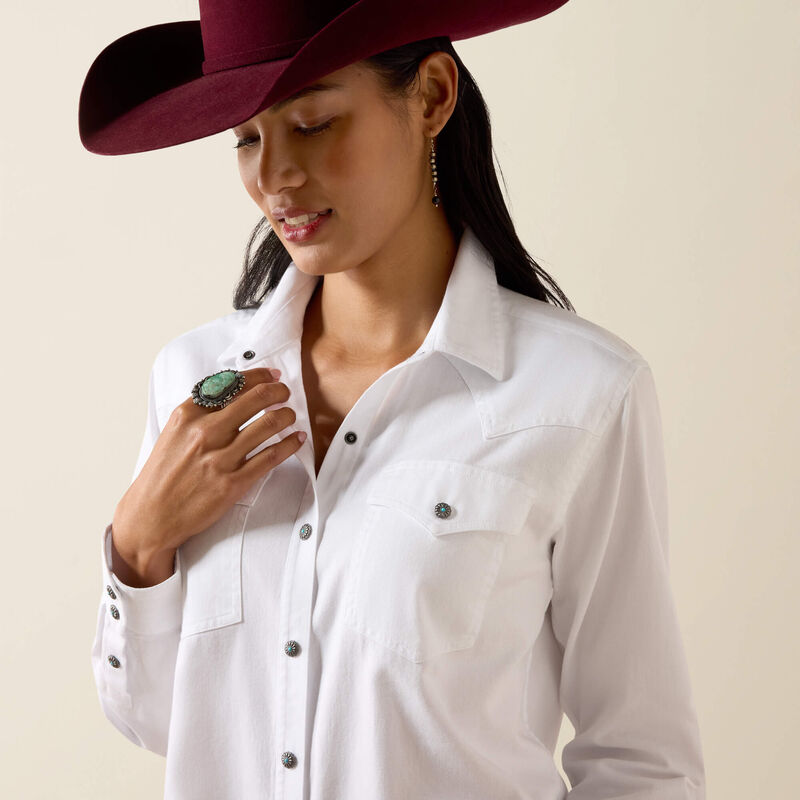 Women's Ariat Horizon Western Snap Shirt-White