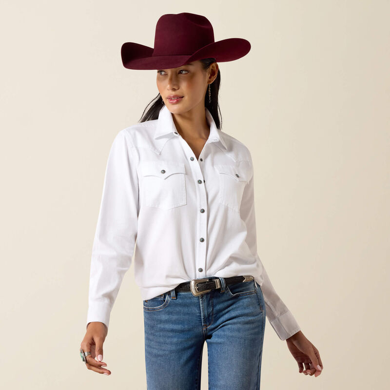 Women's Ariat Horizon Western Snap Shirt-White