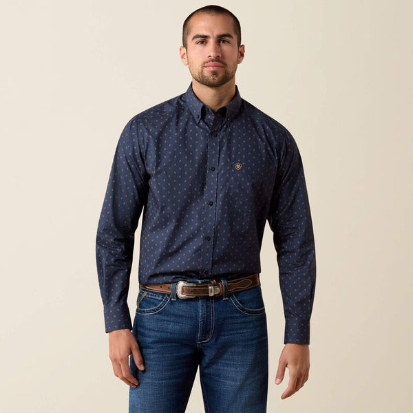 Men's Ariat Canyon Classic Fit Shirt-Blue Night Foulard Print