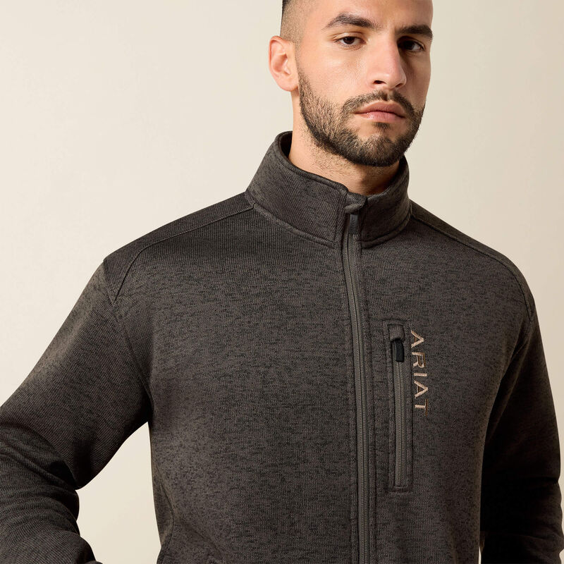 Men's Ariat Caldwell Full Zip Sweater-Beluga - CWesternwear