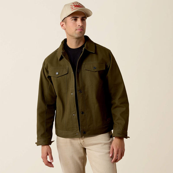 Ariat® Men's Canvas Rancher Trucker Jacket-Desert Sand Khaki