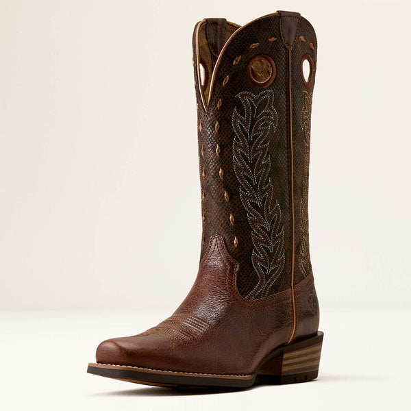 Ariat Women's Lucera Narrow Cutter Toe Western Boot-Deepest Tan/Chocolate Snake Print