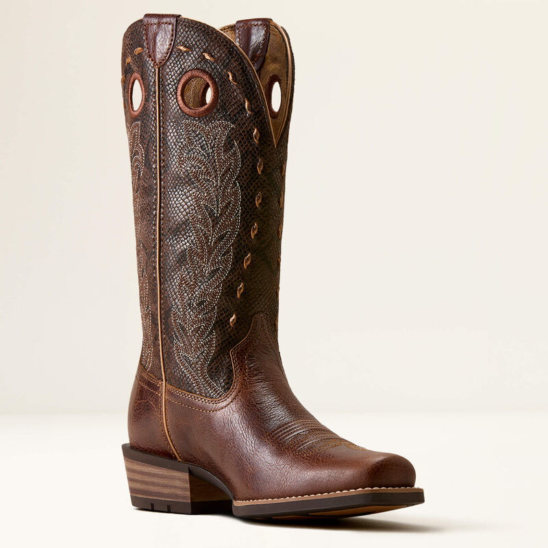 Ariat Women's Lucera Narrow Cutter Toe Western Boot-Deepest Tan/Chocolate Snake Print