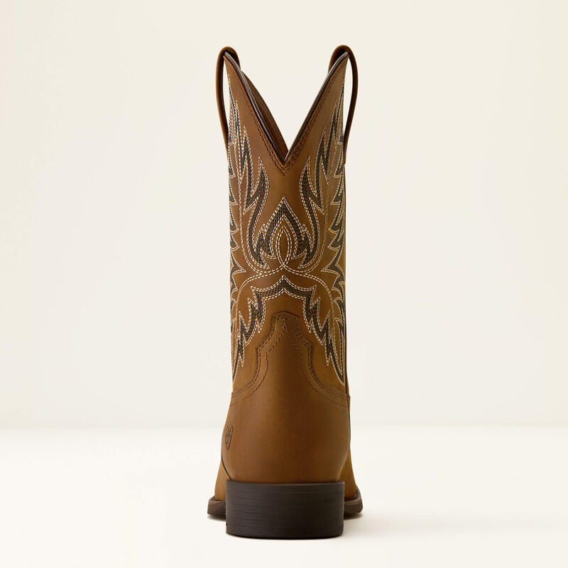 Men's Ariat Sport Stockman U Toe Cowboy Boot-Distressed Brown