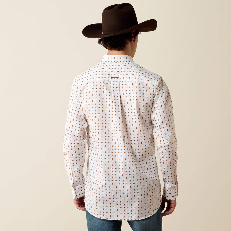 Men's Ariat Pauly Fitted Long Sleeve Shirt-White Geo Print