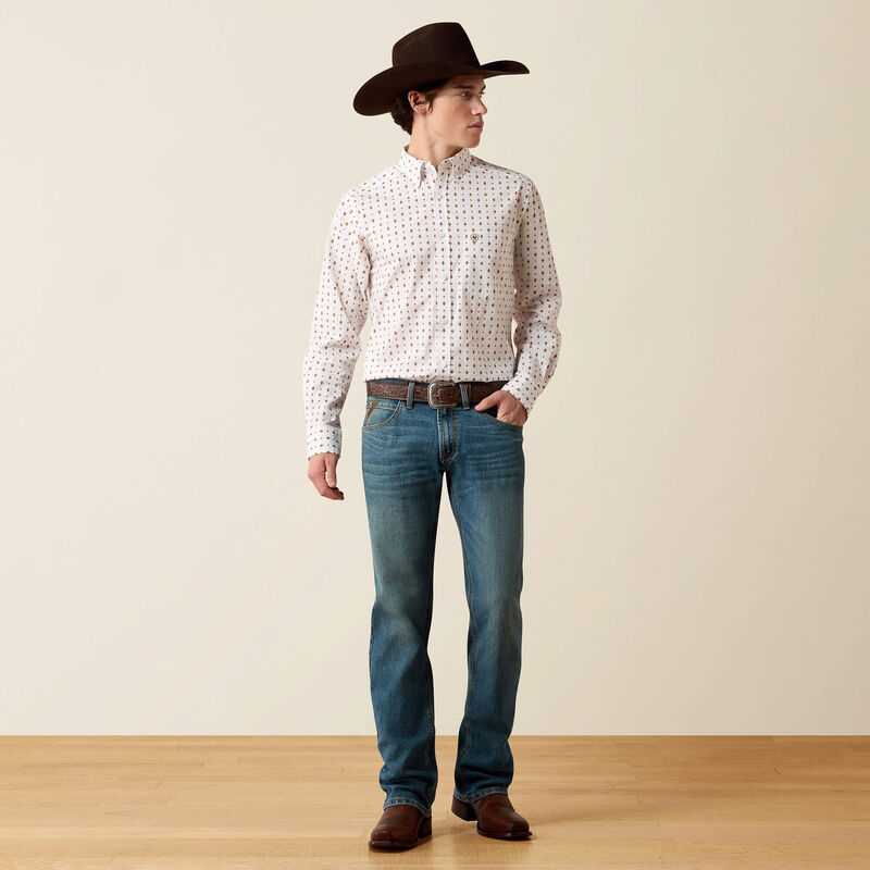 Men's Ariat Pauly Fitted Long Sleeve Shirt-White Geo Print