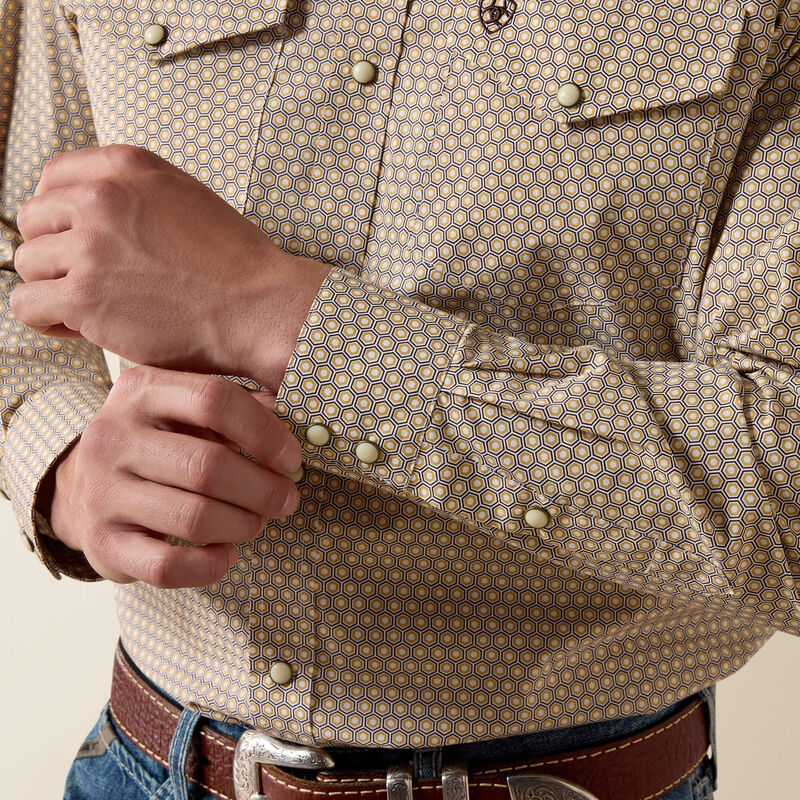 Men's Ariat Pilar Classic Fit Snap Shirt-White Geo Print
