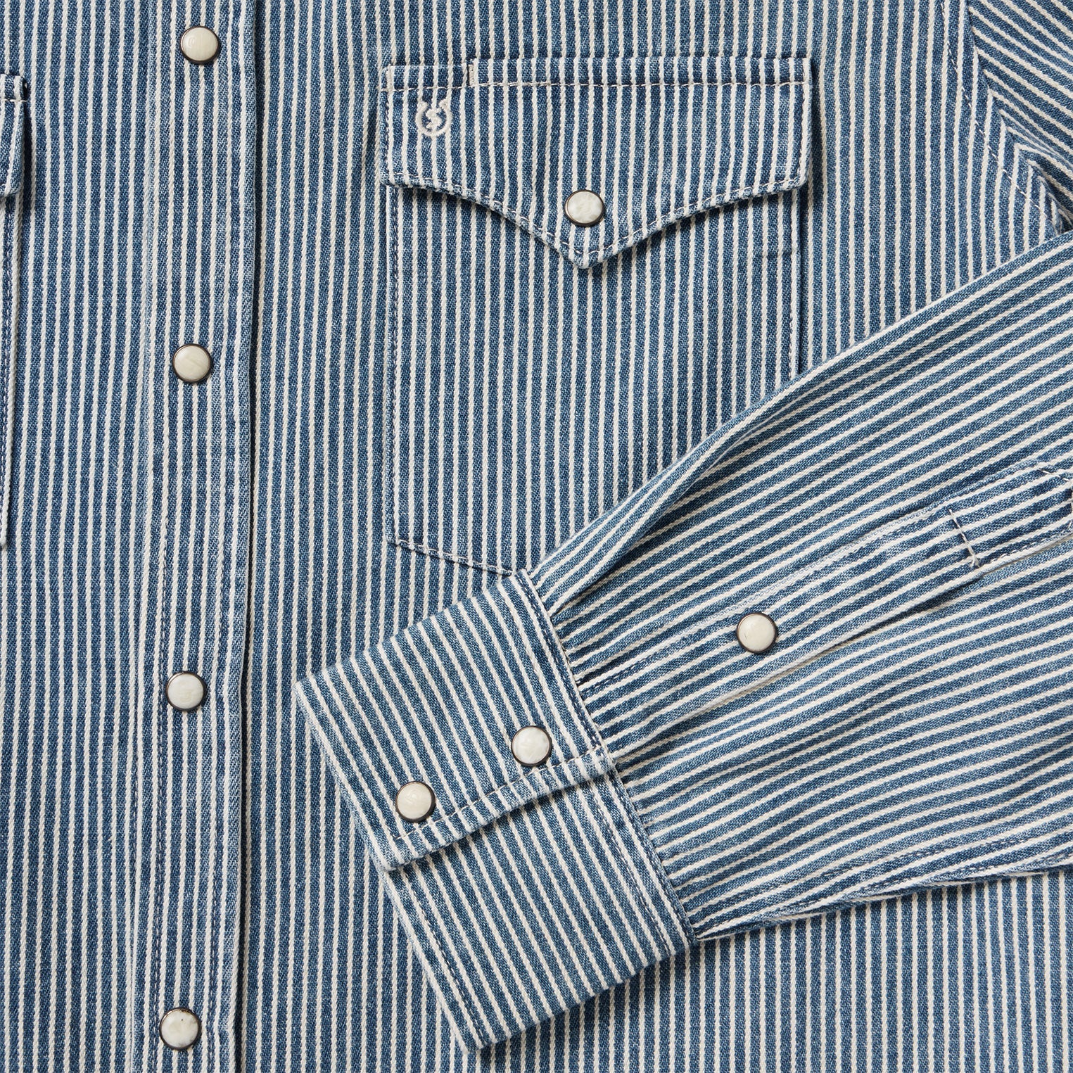 Men's Stetson Denim Stripe Western Shirt-Stonewash