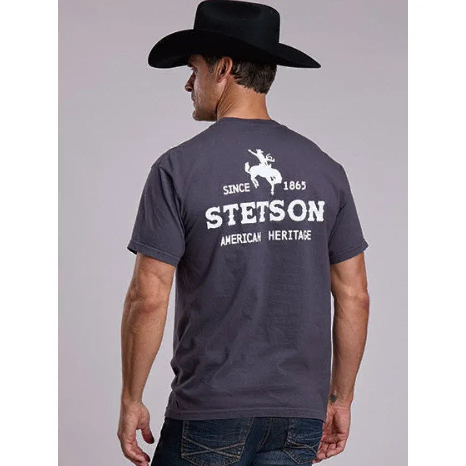Men's Stetson Cowboy American Heritage Screen t-shirt-Grey