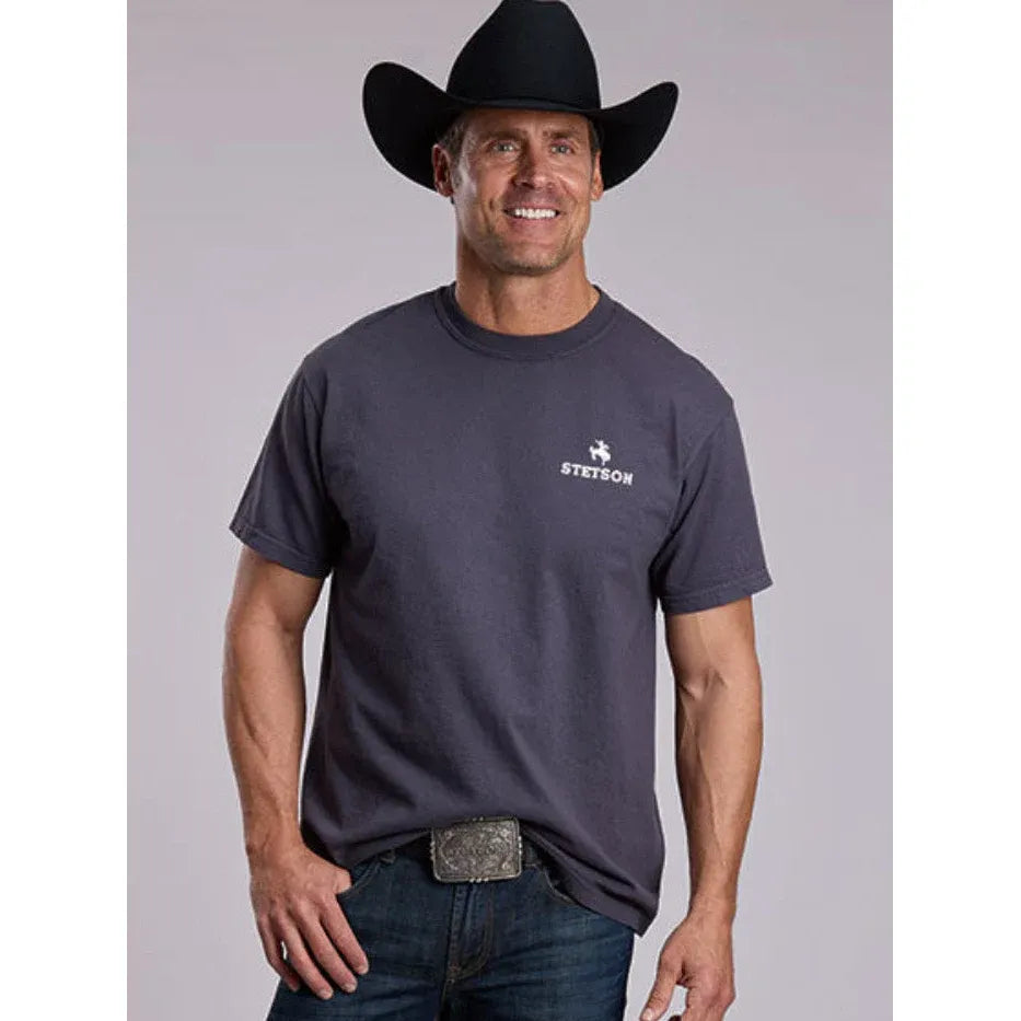 Men's Stetson Cowboy American Heritage Screen t-shirt-Grey