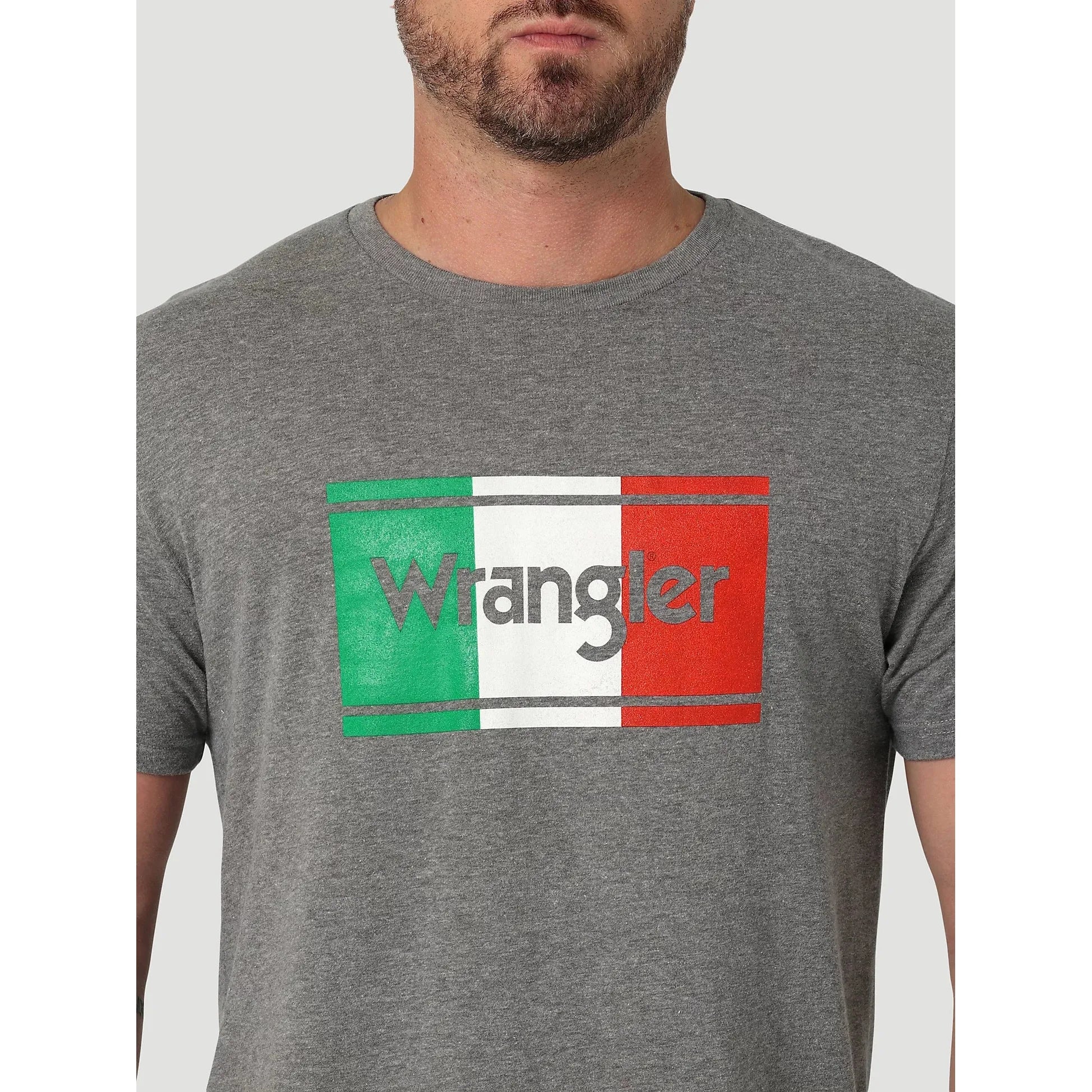 Men's Wrangler Mexico Flag Logo T-Shirt in Graphite Heather