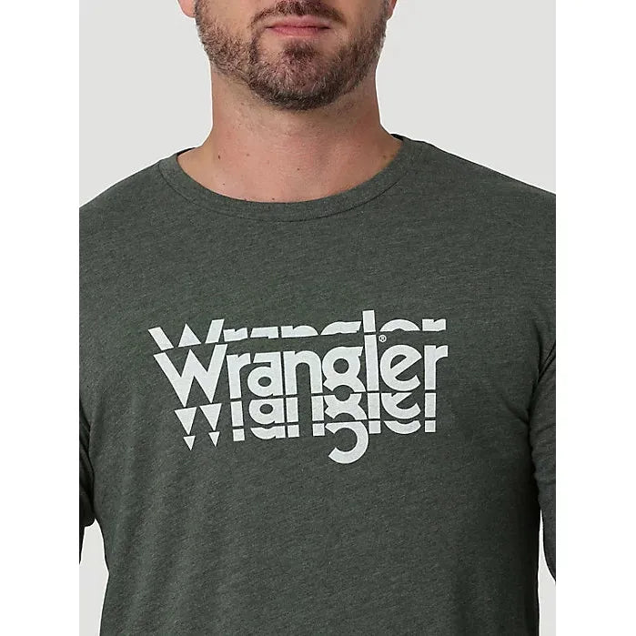 Men's Wrangler Long Sleeve Front Graphic T-Shirt in Black Forest Heather