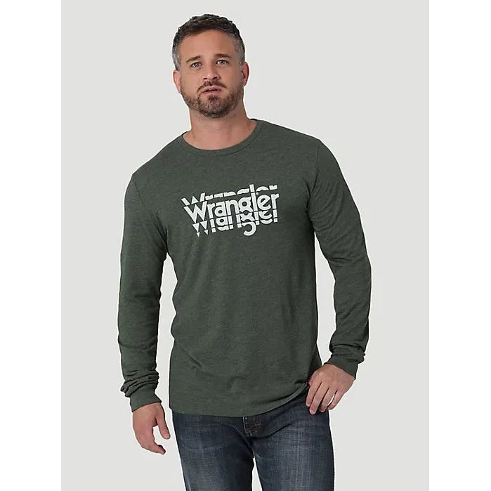 Men's Wrangler Long Sleeve Front Graphic T-Shirt in Black Forest Heather