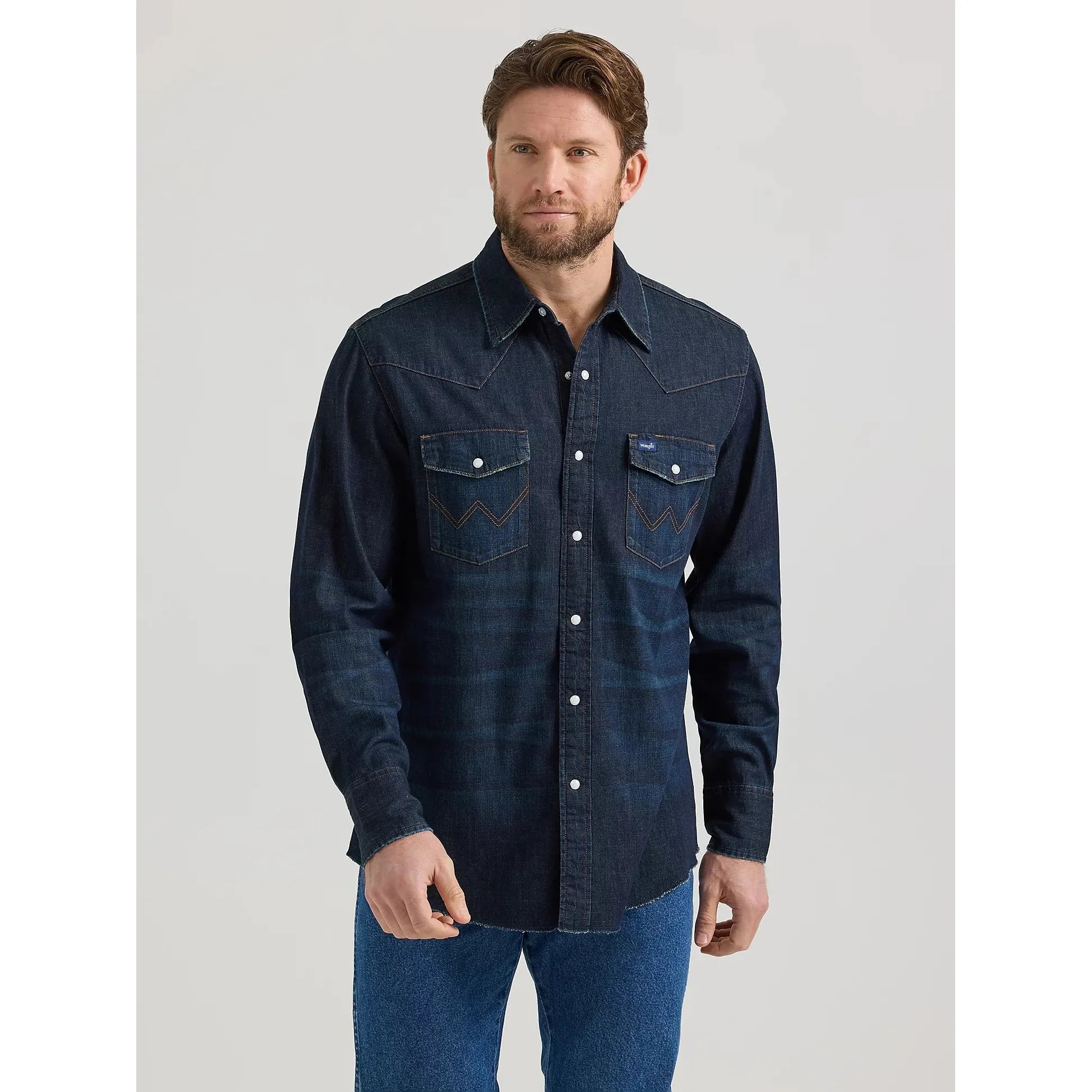 Men's Wrangler Vintage Inspired Western Snap Workshirt - Dark Wash