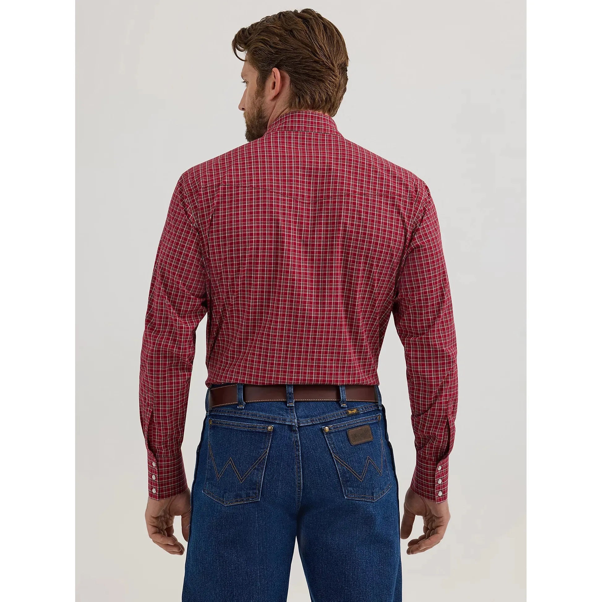 Men's Wrangler Wrinkle Resist Long Sleeve Western Snap Plaid Shirt