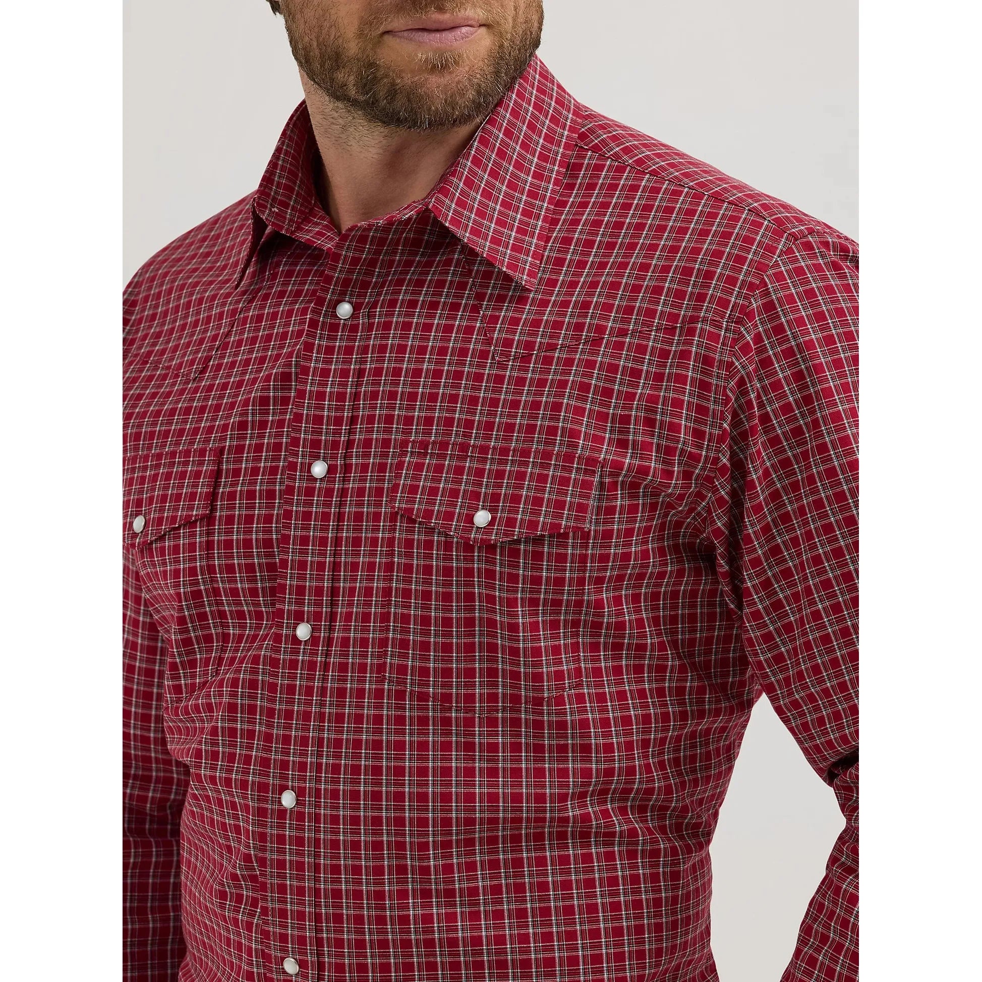 Men's Wrangler Wrinkle Resist Long Sleeve Western Snap Plaid Shirt