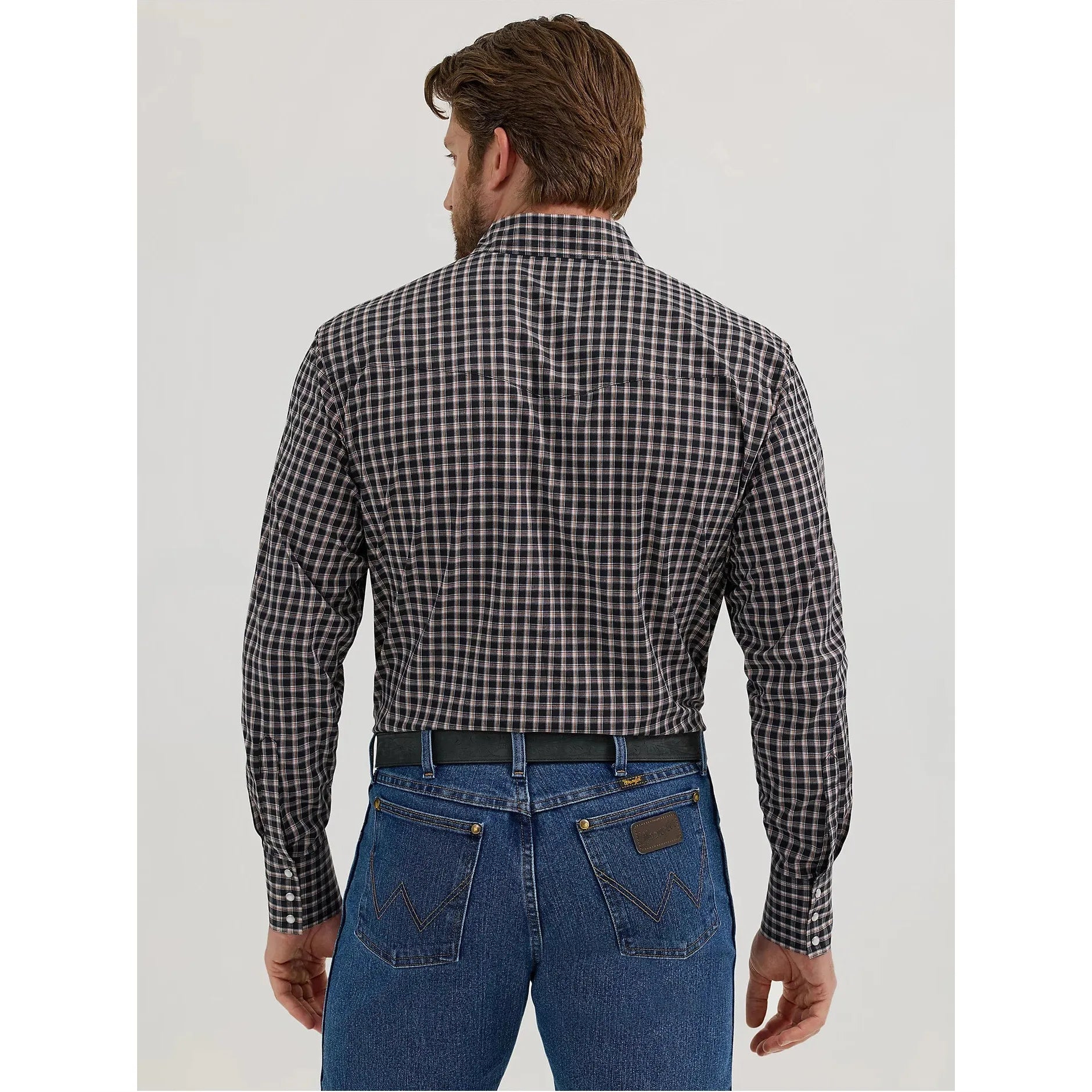 Men's Wrangler Wrinkle Resist Long Sleeve Western Snap Plaid Shirt-Blackwell Plaid