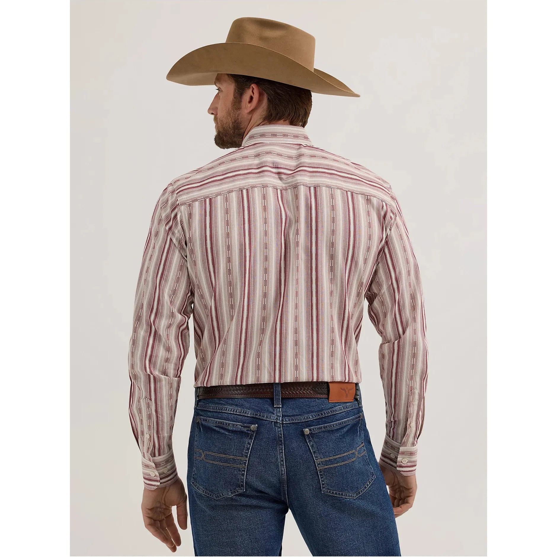 MEN'S CODY JOHNSON ONE POCKET BUTTON DOWN SHIRT-Burgundy Stripe