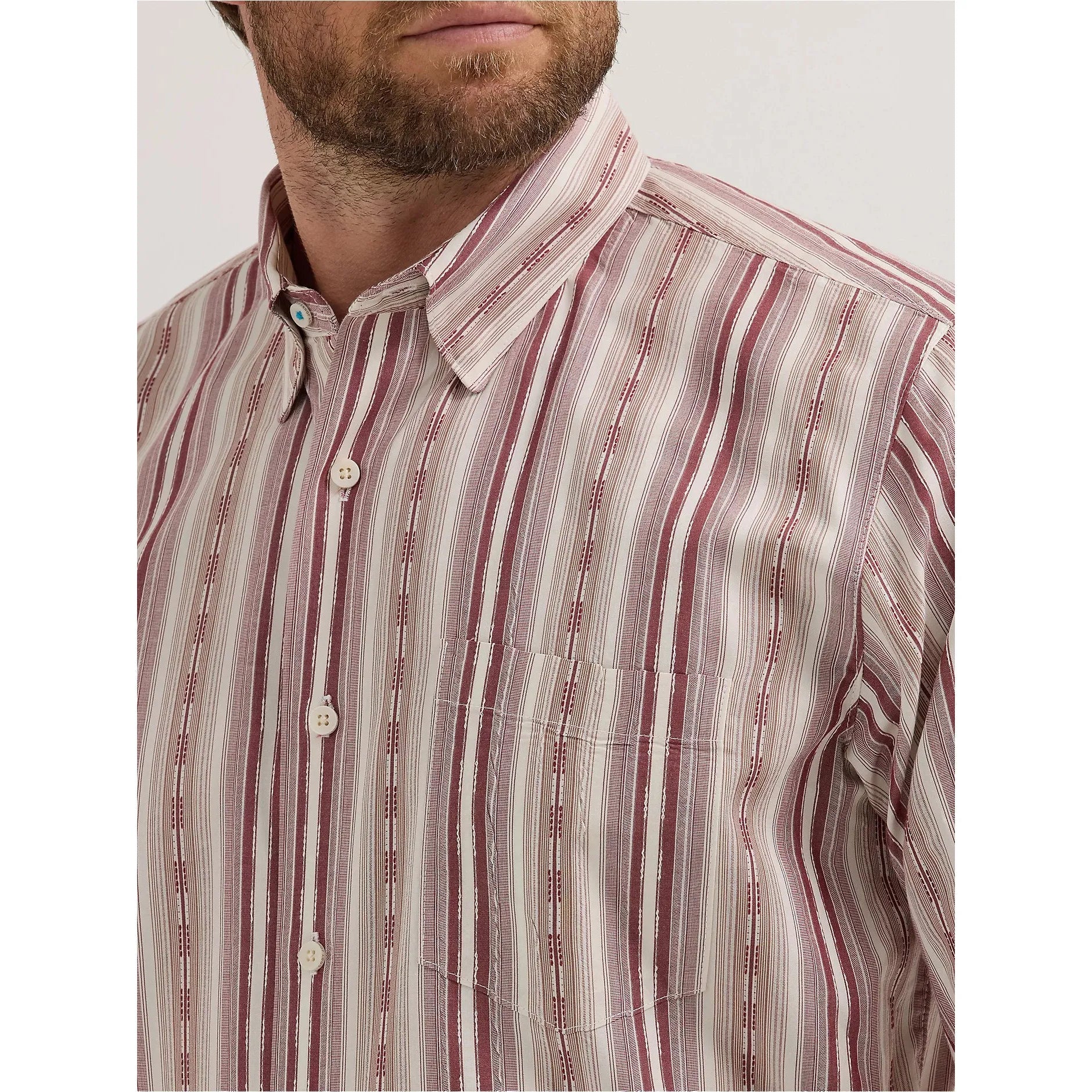 MEN'S CODY JOHNSON ONE POCKET BUTTON DOWN SHIRT-Burgundy Stripe