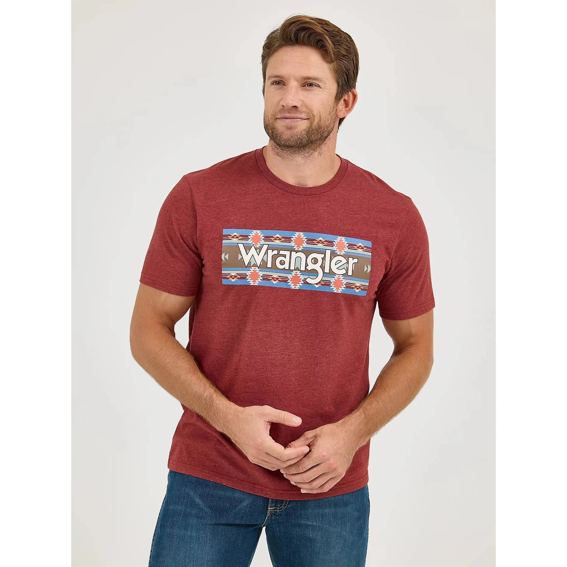 MEN'S WRANGLER SOUTHWESTERN LOGO GRAPHIC T-SHIRT-MADDER BROWN